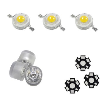ال ای دی پاور 1 وات کد M01 به همراه هیت سینک و لنز 60 درجه بسته 3 عددی