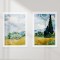 تابلو خندالو مدل دکوراتیو مزرعه گندم و سروها ونگوگ Van Gogh کد M15 مجموعه 2 عددی